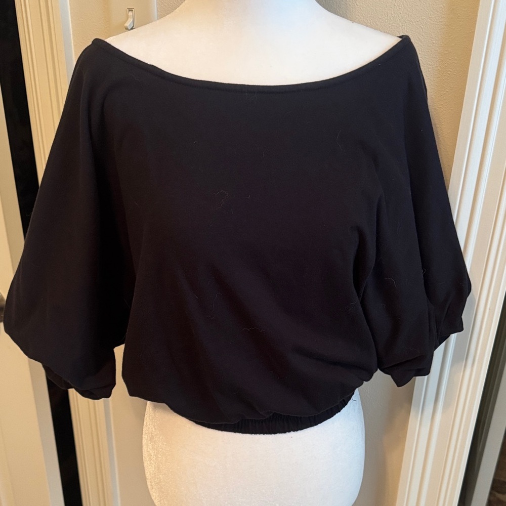 Maeve Black Off-Shoulder Crop Top